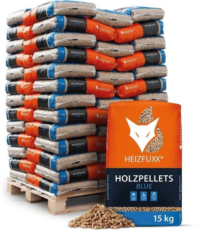 13a06ffb081cd60972c2f35bc453accd-1.jpg Heizfuxx Holzpellets „Blue“ – 975 kg (65 x 15 kg Säcke) – Zuverlässig – Bild 1